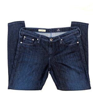 AG Adriano Goldschmied | The Stilt Cigarette Leg Mid Rise Dark Wash Jeans | 31R